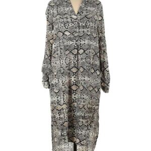 Elegant Snake Print Long Sleeve Dress